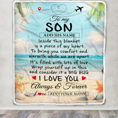 Personalized To My Son Gifts From Mom Dad Mother Blanket Beach I Love You Birthday Gifts Graduation For Son Christmas Customized Fleece Blanket | siriusteestore