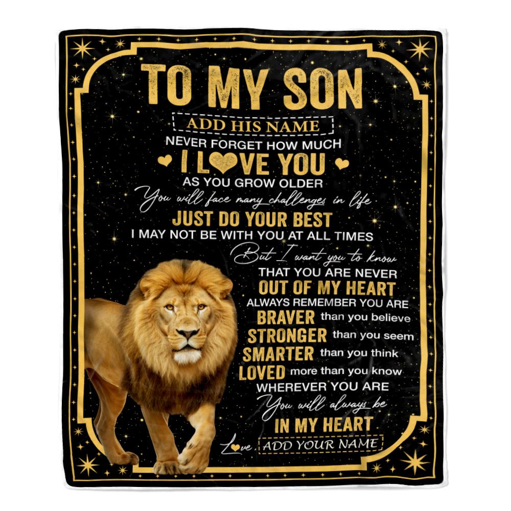 Personalized To My Son Gifts From Mom Dad Mother Blanket Lion I Love You Graduation Birthday Gifts For Son Christmas Customized Fleece Throw Blanket | siriusteestore