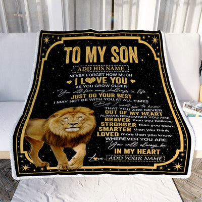Personalized To My Son Gifts From Mom Dad Mother Blanket Lion I Love You Graduation Birthday Gifts For Son Christmas Customized Fleece Throw Blanket | siriusteestore