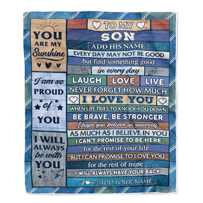 Personalized To My Son Gifts From Mom Dad Mother Blanket Wood I Love You Birthday Graduation Gifts For Son Christmas Customized Fleece Throw Blanket | siriusteestore