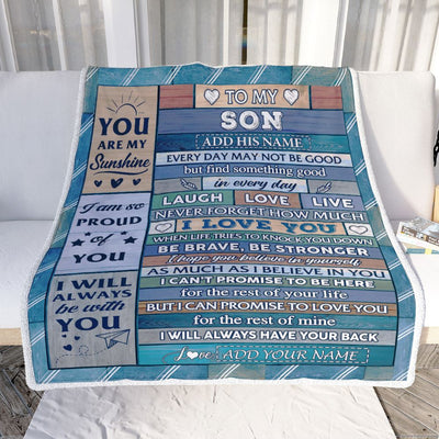 Personalized To My Son Gifts From Mom Dad Mother Blanket Wood I Love You Birthday Graduation Gifts For Son Christmas Customized Fleece Throw Blanket | siriusteestore