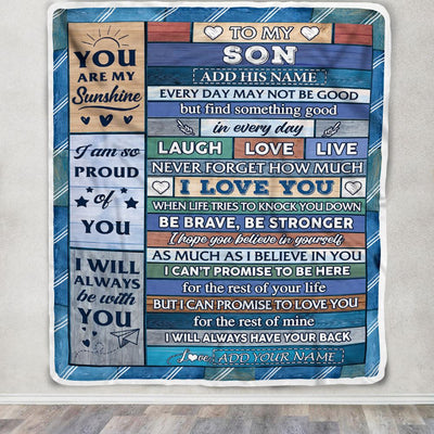 Personalized To My Son Gifts From Mom Dad Mother Blanket Wood I Love You Birthday Graduation Gifts For Son Christmas Customized Fleece Throw Blanket | siriusteestore