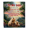 Personalized To My Son Gifts From Mom Dad Mother Father Blanket Don't Give Up Bear Gifts For Son Birthday Graduation Christmas Customized Fleece Throw Blanket | siriusteestore
