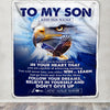 Personalized To My Son Gifts From Mom Dad Mother Father Blanket Don't Give Up Eagle Gifts For Son Birthday Graduation Christmas Customized Fleece Blanket | siriusteestore