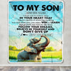 Personalized To My Son Gifts From Mom Dad Mother Father Blanket Don't Give Up Elephant Gifts For Son Birthday Graduation Christmas Custom Fleece Blanket | siriusteestore
