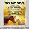 Personalized To My Son Gifts From Mom Dad Mother Father Blanket Don't Give Up Horse Gifts For Son Birthday Graduation Christmas Customized Fleece Blanket | siriusteestore