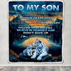 Personalized To My Son Gifts From Mom Dad Mother Father Blanket Don't Give Up White Tiger Gifts For Son Birthday Graduation Christmas Custom Fleece Blanket | siriusteestore