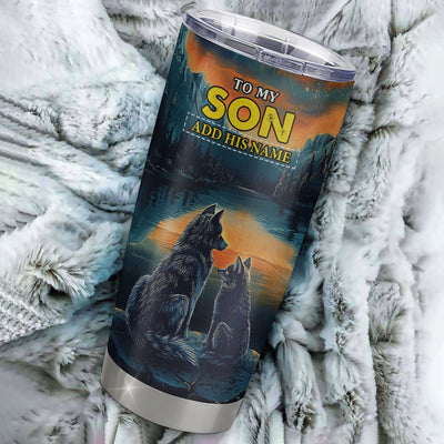 Personalized To My Son Gifts From Mom Dad Mother Father Tumbler Don't Give Up Wolf Gifts For Son Birthday Graduation Christmas Custom Stainless Steel Cup Travel Mug | siriusteestore