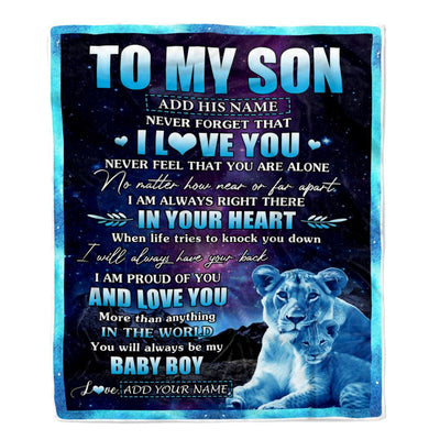Personalized To My Son Gifts From Mom Mother Blanket I Love You Lion Birthday Gift Ideas For Son Graduation Christmas Customized Fleece Throw Blanket | siriusteestore