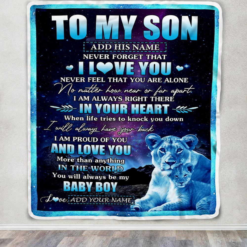 Personalized To My Son Gifts From Mom Mother Blanket I Love You Lion Birthday Gift Ideas For Son Graduation Christmas Customized Fleece Throw Blanket | siriusteestore