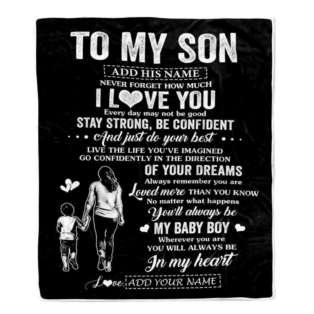 Personalized To My Son Gifts From Mom Mother Blanket Never Forget How Much I Love You Son Birthday Graduation Christmas Customized Fleece Throw Blanket | siriusteestore
