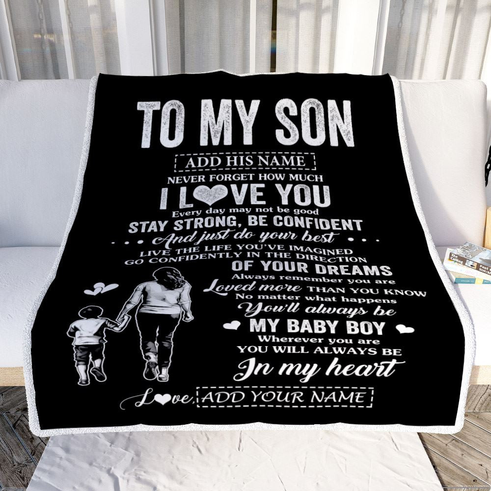 Personalized To My Son Gifts From Mom Mother Blanket Never Forget How Much I Love You Son Birthday Graduation Christmas Customized Fleece Throw Blanket | siriusteestore