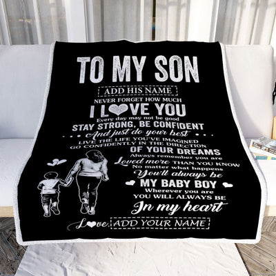 Personalized To My Son Gifts From Mom Mother Blanket Never Forget How Much I Love You Son Birthday Graduation Christmas Customized Fleece Throw Blanket | siriusteestore
