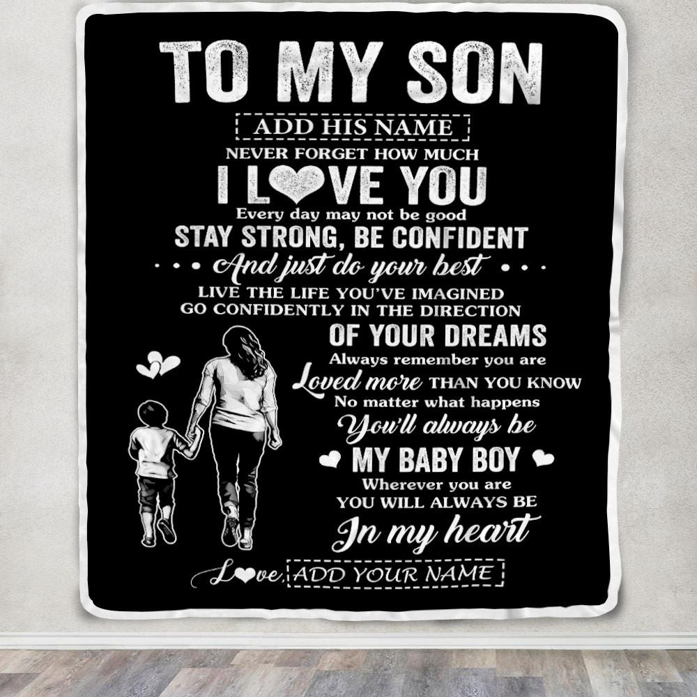 Personalized To My Son Gifts From Mom Mother Blanket Never Forget How Much I Love You Son Birthday Graduation Christmas Customized Fleece Throw Blanket | siriusteestore