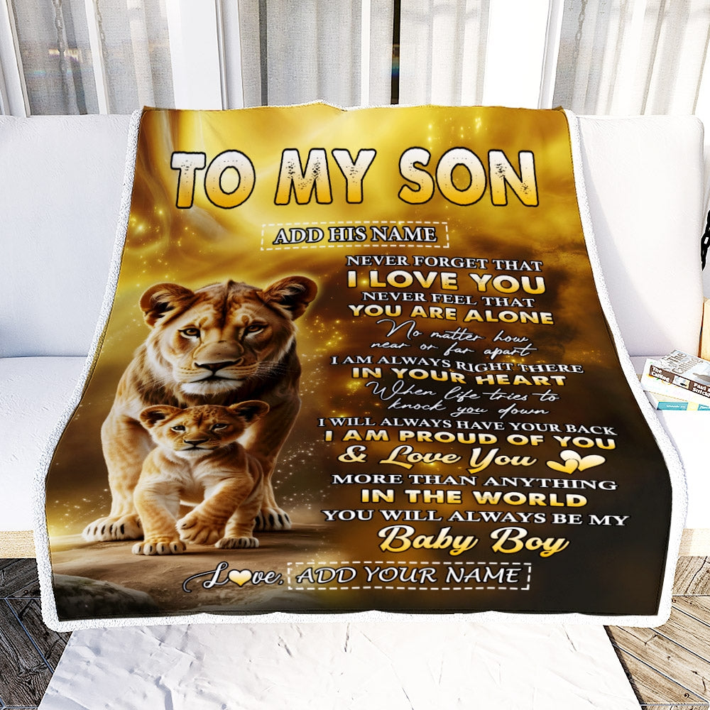 Personalized To My Son Gifts From Mom Mother Blanket Never Forget That I Love You Lion Daughter Birthday Gifts Graduation Christmas Custom Fleece Blanket | siriusteestore