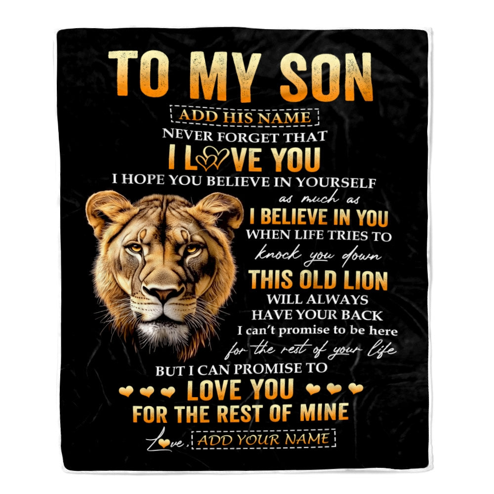 Personalized To My Son Gifts From Mom Mother Blanket Old Lion Love You Son Birthday Gifts Graduation Christmas Customized Fleece Throw Blanket | siriusteestore
