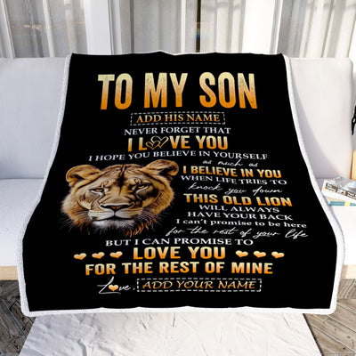 Personalized To My Son Gifts From Mom Mother Blanket Old Lion Love You Son Birthday Gifts Graduation Christmas Customized Fleece Throw Blanket | siriusteestore