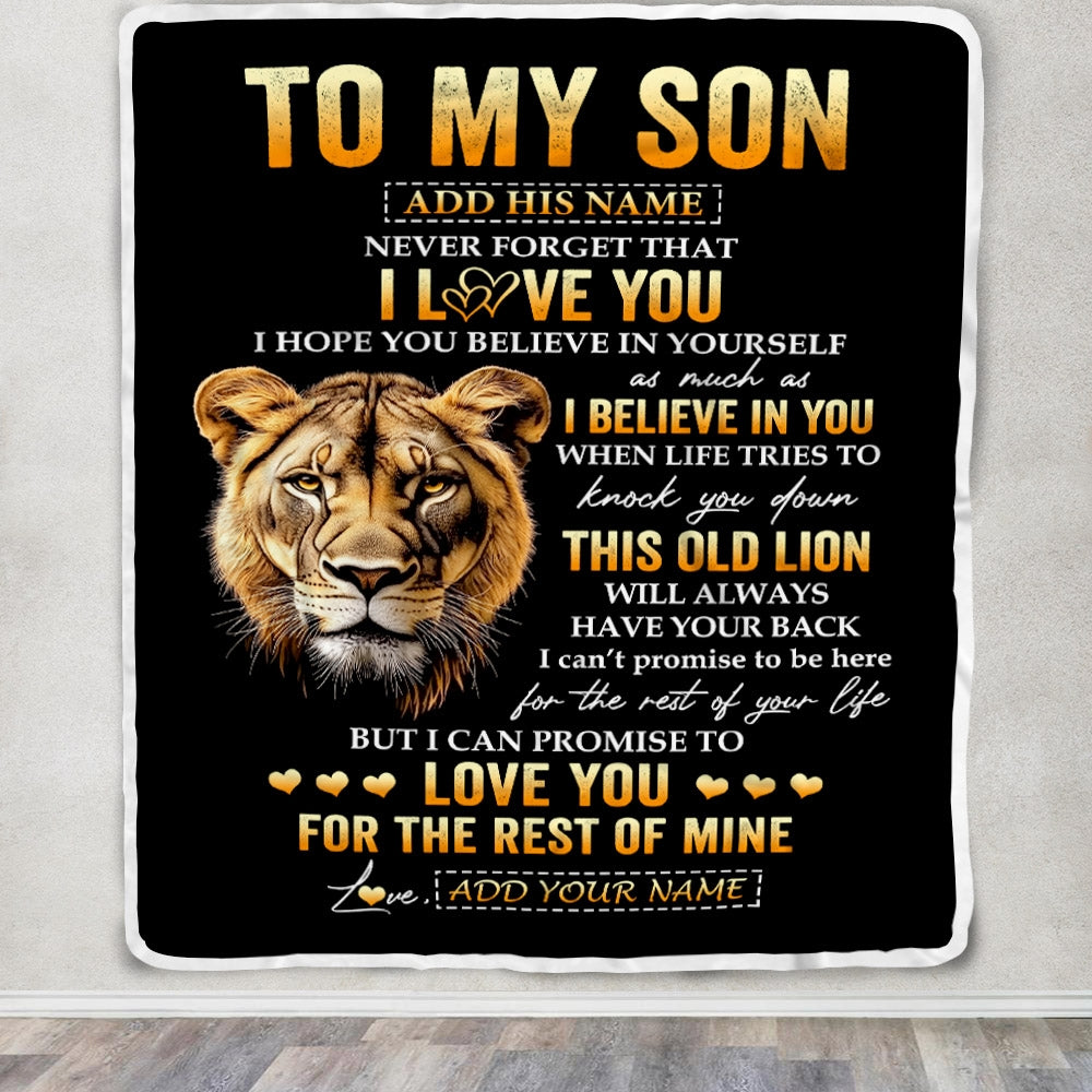 Personalized To My Son Gifts From Mom Mother Blanket Old Lion Love You Son Birthday Gifts Graduation Christmas Customized Fleece Throw Blanket | siriusteestore