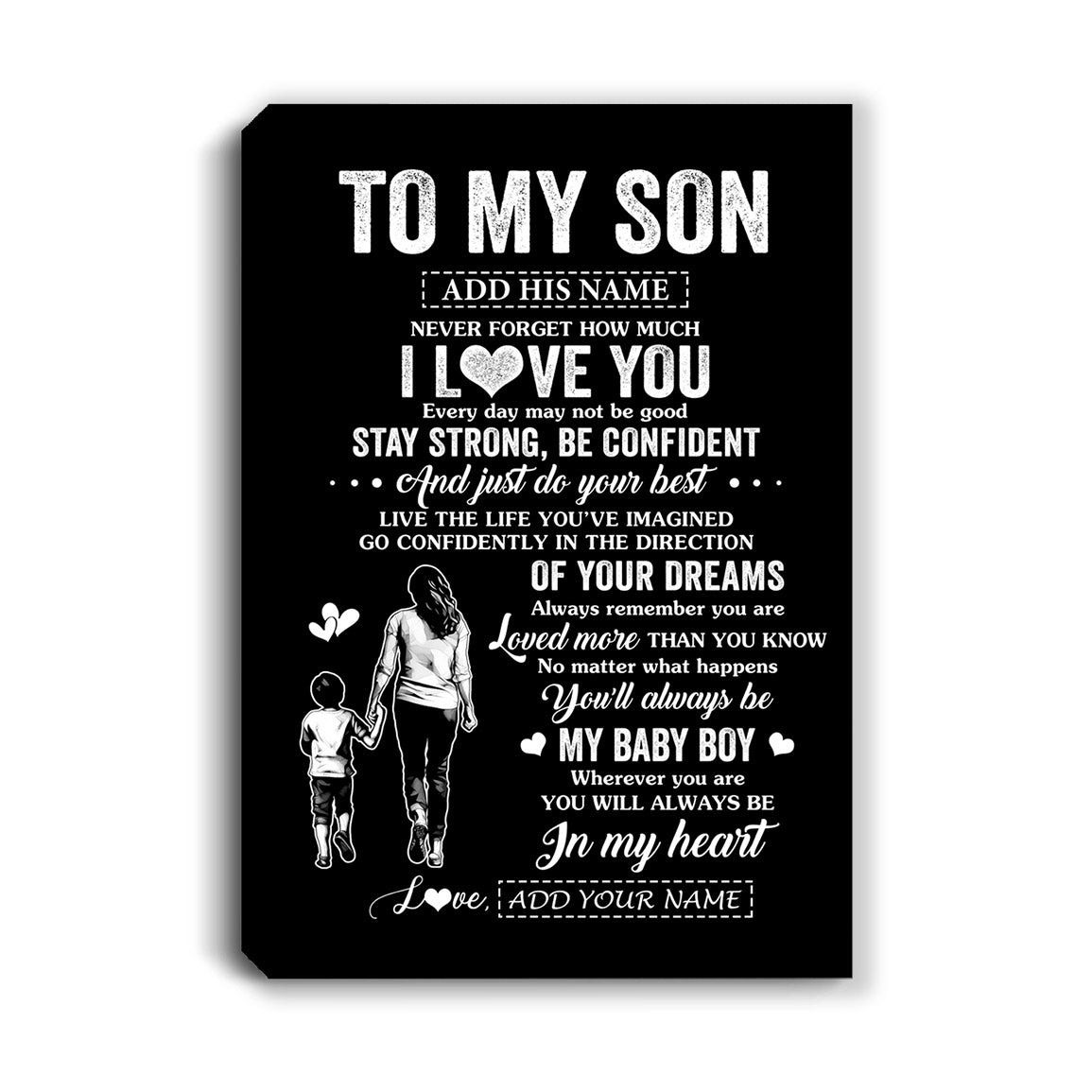 Personalized To My Son Gifts From Mom Mother Canvas Never Forget How Much I Love You Son Birthday Graduation Christmas Gift Custom Wall Art Framed Canvas | siriusteestore