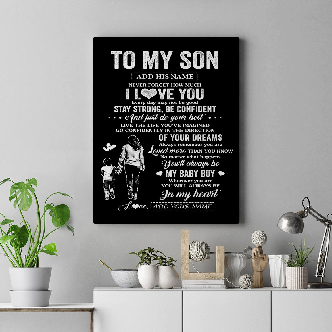 Personalized To My Son Gifts From Mom Mother Canvas Never Forget How Much I Love You Son Birthday Graduation Christmas Gift Custom Wall Art Framed Canvas | siriusteestore