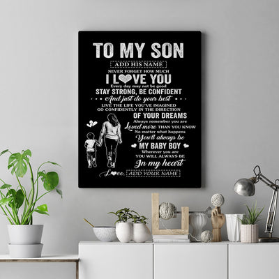 Personalized To My Son Gifts From Mom Mother Canvas Never Forget How Much I Love You Son Birthday Graduation Christmas Gift Custom Wall Art Framed Canvas | siriusteestore
