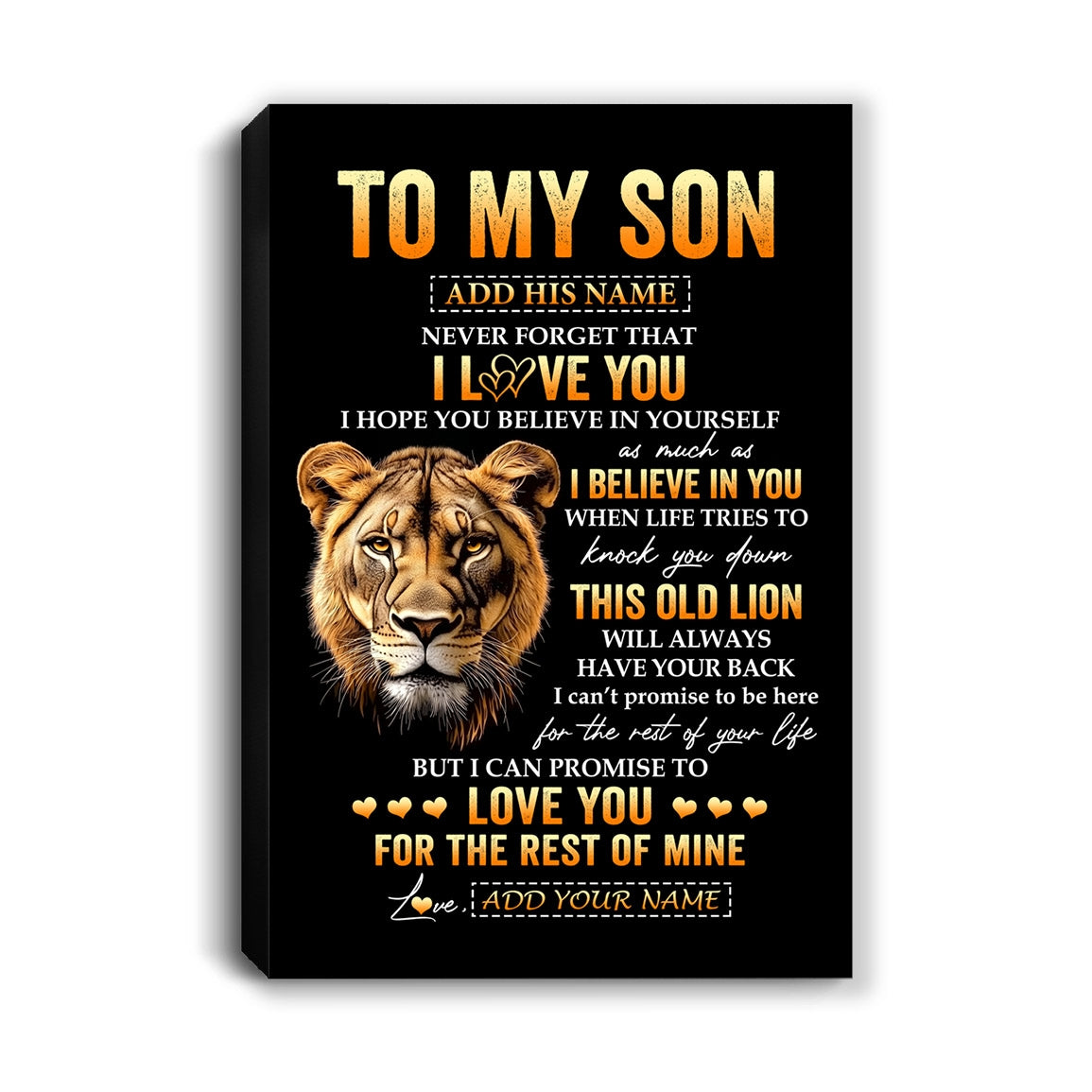 Personalized To My Son Gifts From Mom Mother Canvas Old Lion Love You Son Birthday Gifts Graduation Christmas Custom Wall Art Print Framed Canvas | siriusteestore