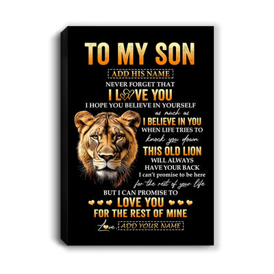Personalized To My Son Gifts From Mom Mother Canvas Old Lion Love You Son Birthday Gifts Graduation Christmas Custom Wall Art Print Framed Canvas | siriusteestore