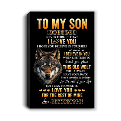 Personalized To My Son Gifts From Mom Mother Dad Father Canvas Old Wolf Love You Son Birthday Gifts Graduation Christmas Custom Wall Art Print Framed Canvas | siriusteestore