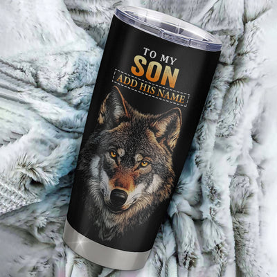 Personalized To My Son Gifts From Mom Mother Dad Father Tumbler Old Wolf Love You Son Birthday Gifts Graduation Christmas Custom Stainless Steel Cup Travel Mug | siriusteestore