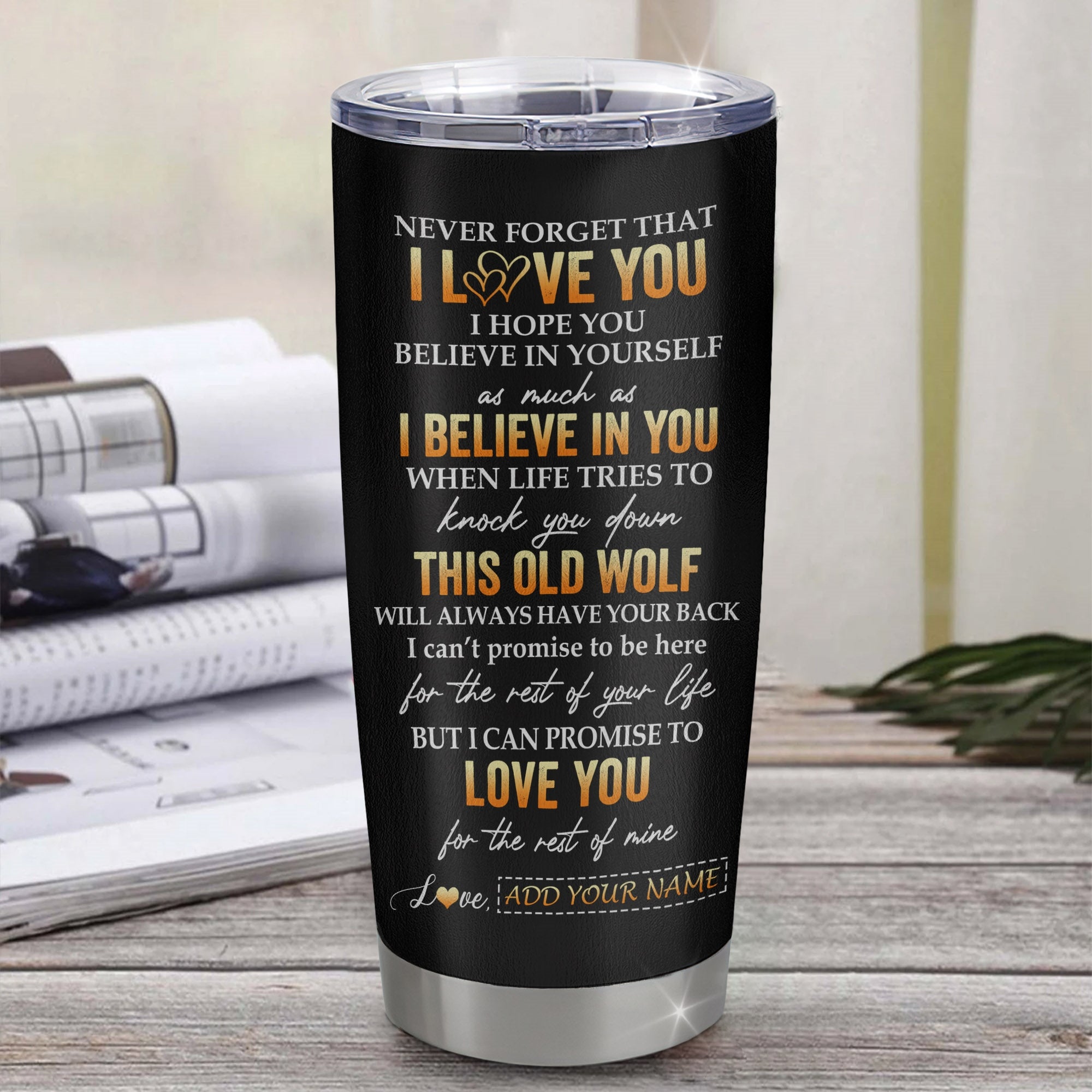 Personalized To My Son Gifts From Mom Mother Dad Father Tumbler Old Wolf Love You Son Birthday Gifts Graduation Christmas Custom Stainless Steel Cup Travel Mug | siriusteestore