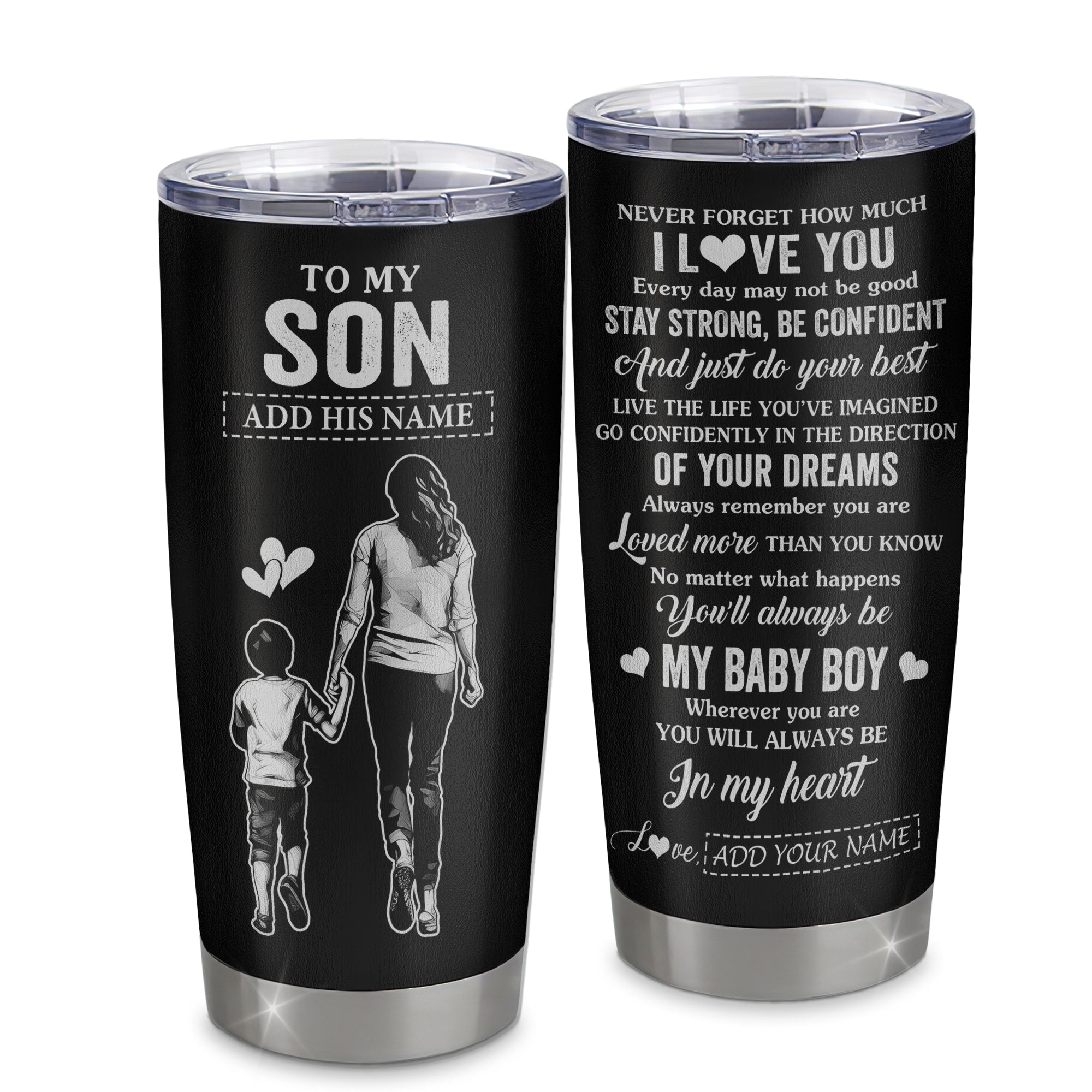 Personalized To My Son Gifts From Mom Mother Tumbler Never Forget How Much I Love You Son Birthday Graduation Christmas Gift Custom Stainless Steel Travel Mug | siriusteestore