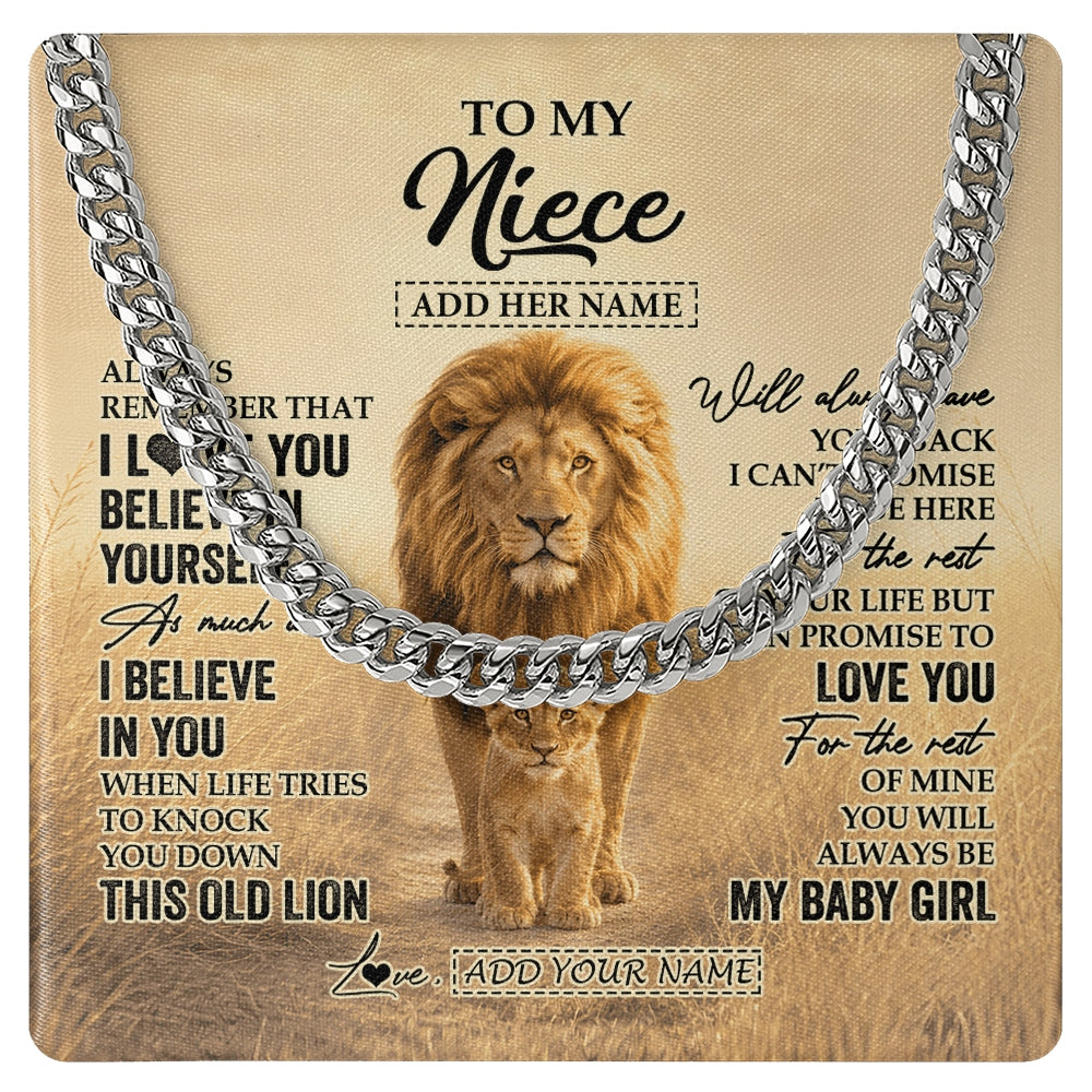 Cuban Link Chain Necklace Stainless Steel | 1 | Personalized To My Son Gifts Necklace From Dad Father Always Remember Lion Gifts For Son Birthday Graduation Christmas Custom Gift Box Message Card | https://siriusteestore.
