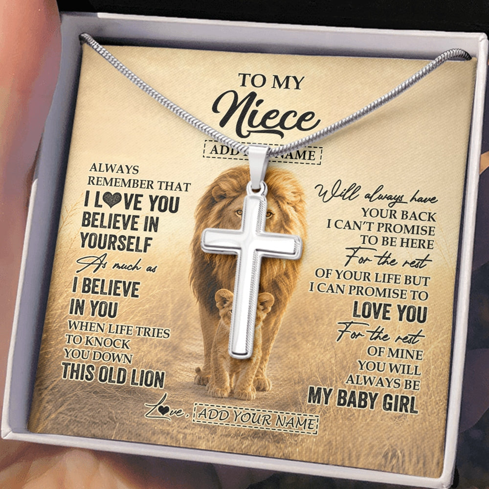 Stainless Cross Necklace Stainless Steel | 2 | Personalized To My Son Gifts Necklace From Dad Father Always Remember Lion Gifts For Son Birthday Graduation Christmas Custom Gift Box Message Card | https://siriusteestore.