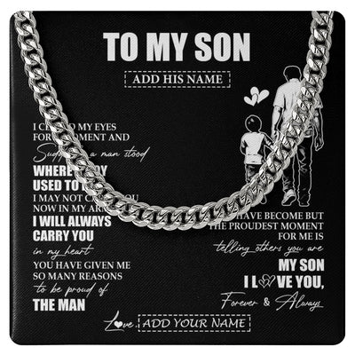 Cuban Link Chain Necklace Stainless Steel | 1 | Personalized To My Son Gifts Necklace From Dad Father I Closed My Eyes For A Moment Son Birthday Graduation Christmas Customized Gift Box Message Card | siriusteestore.myshopify