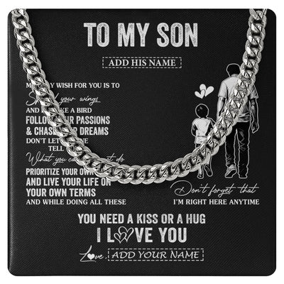 Cuban Link Chain Necklace Stainless Steel | 1 | Personalized To My Son Gifts Necklace From Dad Father My Only Wish For You Son Birthday Gifts Graduation Christmas Customized Gift Box Message Card | siriusteestore.myshopify