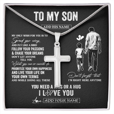Stainless Cross Necklace Stainless Steel | 1 | Personalized To My Son Gifts Necklace From Dad Father My Only Wish For You Son Birthday Gifts Graduation Christmas Customized Gift Box Message Card | siriusteestore.myshopify