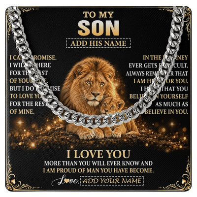 Cuban Link Chain Necklace Stainless Steel | 1 | Personalized To My Son Gifts Necklace From Dad Father To Son Birthday Gifts Love You Forever Lion Graduation Christmas Custom Gift Box Message Card | https://siriusteestore.