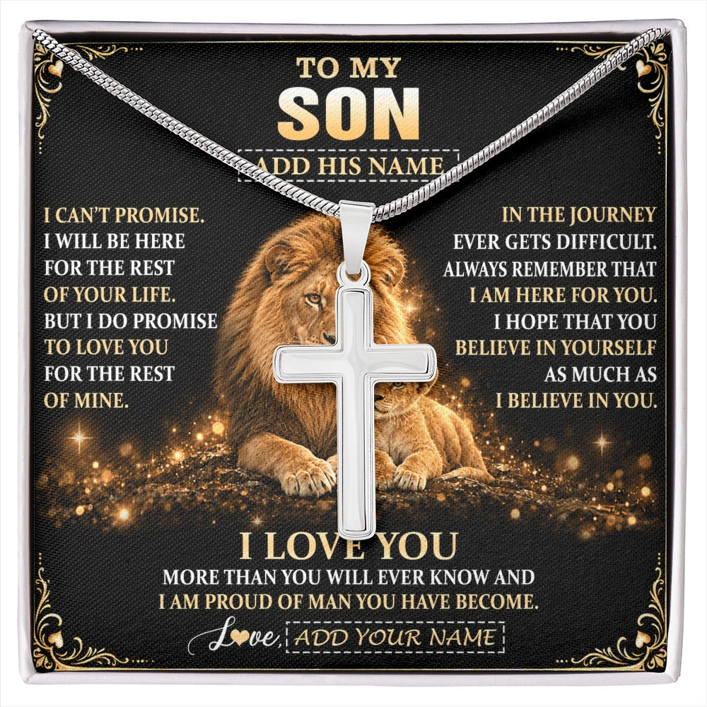 Stainless Cross Necklace Stainless Steel | 1 | Personalized To My Son Gifts Necklace From Dad Father To Son Birthday Gifts Love You Forever Lion Graduation Christmas Custom Gift Box Message Card | https://siriusteestore.