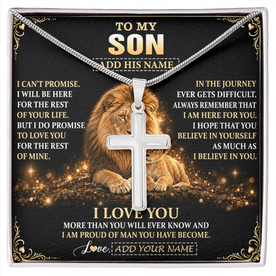 Stainless Cross Necklace Stainless Steel | 1 | Personalized To My Son Gifts Necklace From Dad Father To Son Birthday Gifts Love You Forever Lion Graduation Christmas Custom Gift Box Message Card | https://siriusteestore.