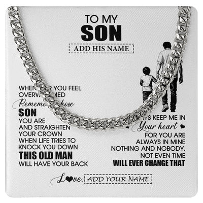 Cuban Link Chain Necklace Stainless Steel | 1 | Personalized To My Son Gifts Necklace From Dad Father Whenever Man Unique Birthday Gifts For Son Graduation Christmas Customized Gift Box Message Card | siriusteestore.myshopify