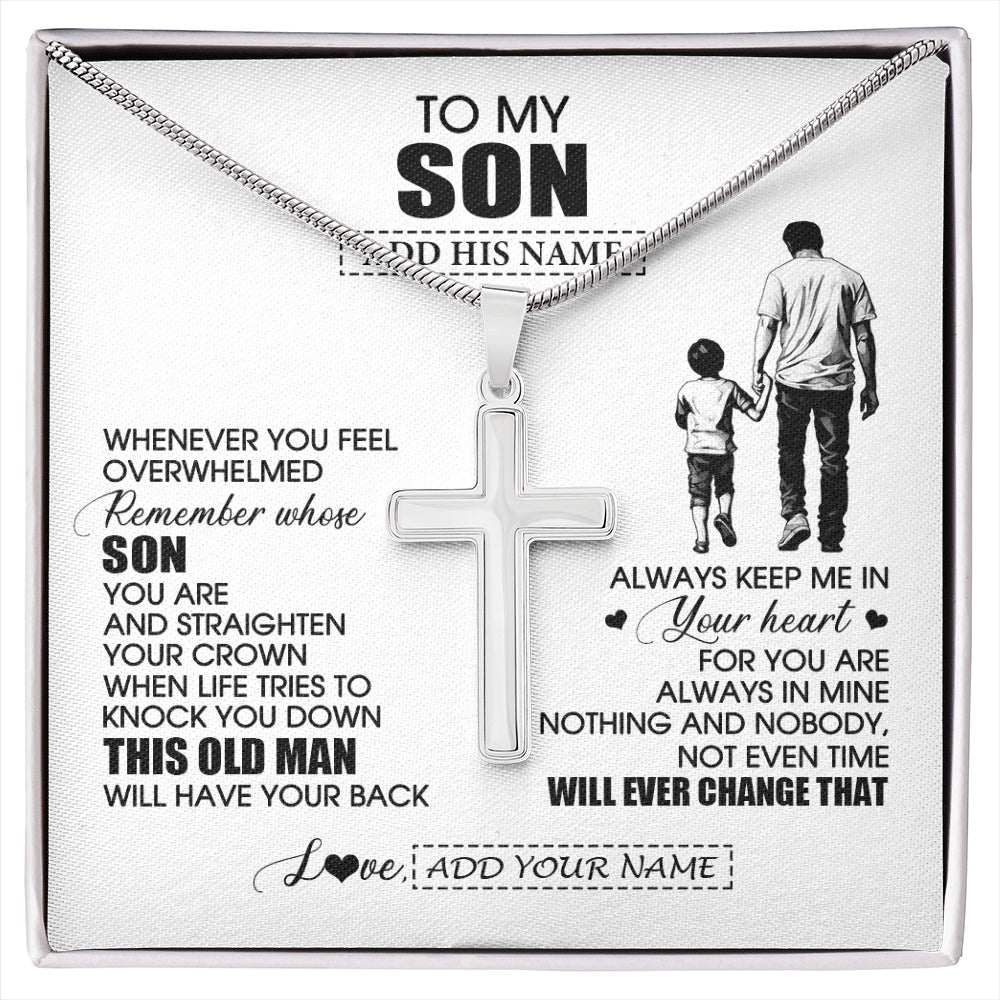 Stainless Cross Necklace Stainless Steel | 1 | Personalized To My Son Gifts Necklace From Dad Father Whenever Man Unique Birthday Gifts For Son Graduation Christmas Customized Gift Box Message Card | siriusteestore.myshopify