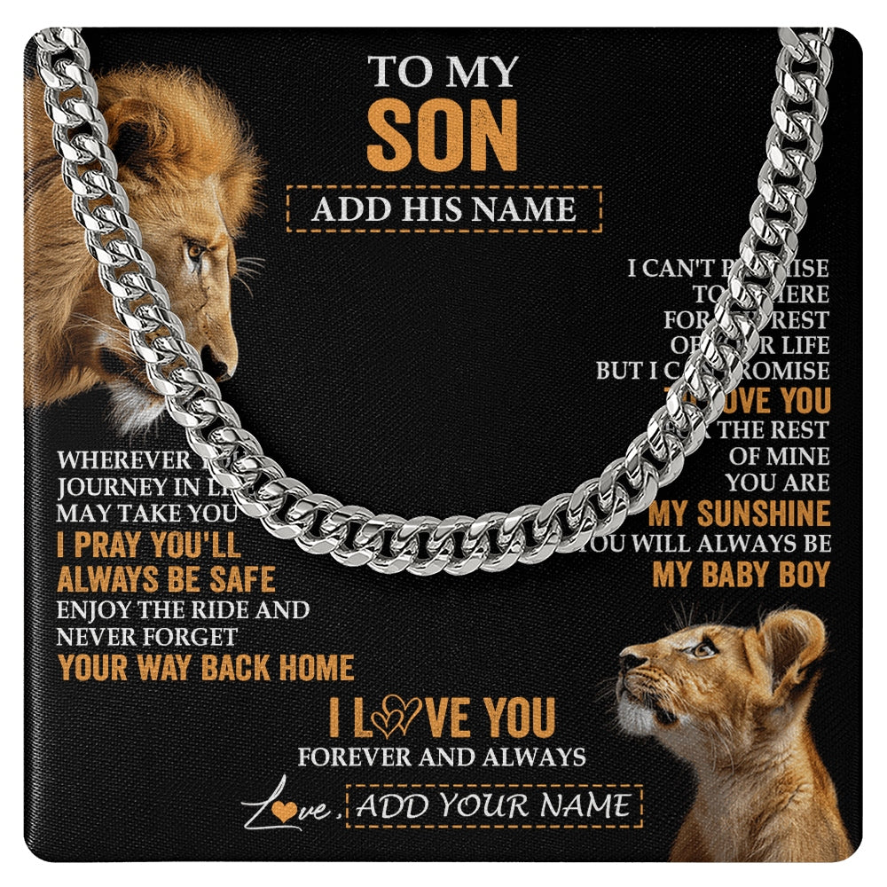 Cuban Link Chain Necklace Stainless Steel | 1 | Personalized To My Son Gifts Necklace From Dad Father Wherever Your Journey In Life Lion Daughter Birthday Gifts Christmas Custom Gift Box Message Card | https://siriusteestore.