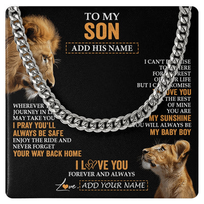 Cuban Link Chain Necklace Stainless Steel | 1 | Personalized To My Son Gifts Necklace From Dad Father Wherever Your Journey In Life Lion Daughter Birthday Gifts Christmas Custom Gift Box Message Card | https://siriusteestore.
