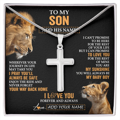 Stainless Cross Necklace Stainless Steel | 1 | Personalized To My Son Gifts Necklace From Dad Father Wherever Your Journey In Life Lion Daughter Birthday Gifts Christmas Custom Gift Box Message Card | https://siriusteestore.