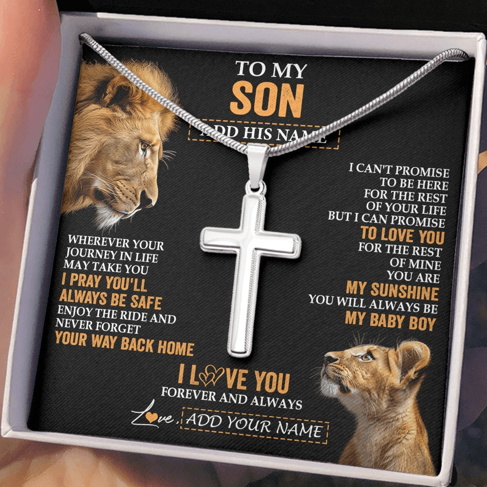 Stainless Cross Necklace Stainless Steel | 2 | Personalized To My Son Gifts Necklace From Dad Father Wherever Your Journey In Life Lion Daughter Birthday Gifts Christmas Custom Gift Box Message Card | https://siriusteestore.