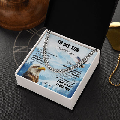 Cuban Link Chain Necklace Stainless Steel | 2 | Personalized To My Son Gifts Necklace From Mom Dad Mother Father Eagle My Only Wish For You Son Birthday Gifts Graduation Christmas Gift Box Message Card | siriusteestore.myshopify