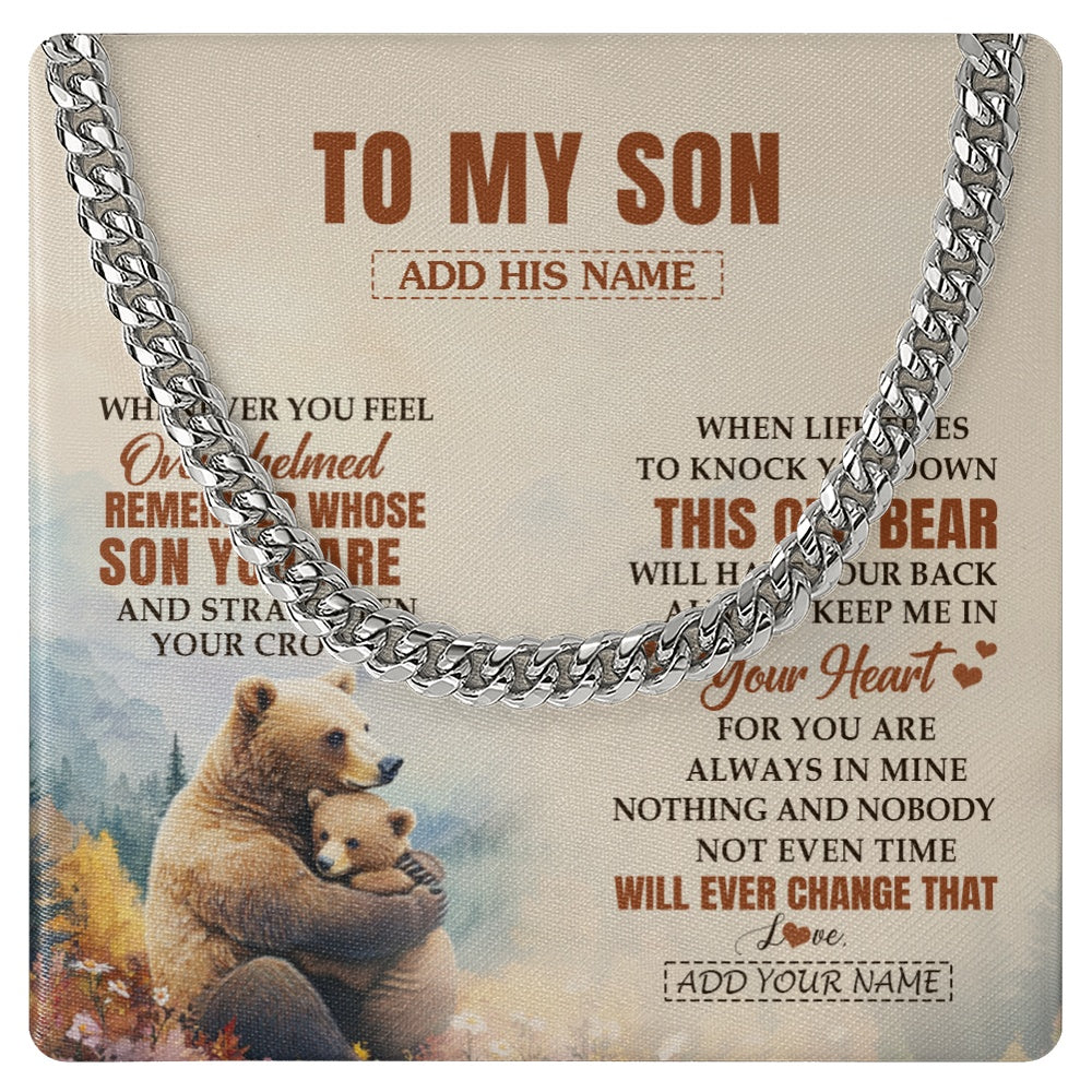 Cuban Link Chain Necklace Stainless Steel | 1 | Personalized To My Son Gifts Necklace From Mom Dad Mother Father Whenever Bear Unique Birthday Gifts For Son Graduation Christmas Custom Gift Box Message Card | siriusteestore.myshopify
