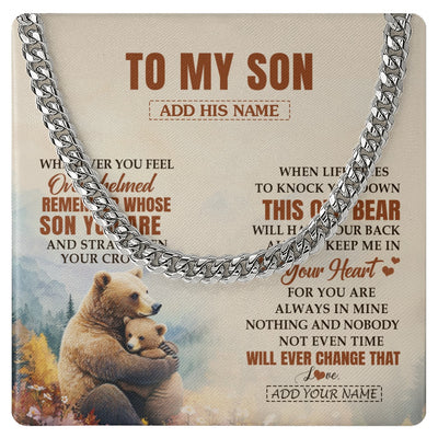 Cuban Link Chain Necklace Stainless Steel | 1 | Personalized To My Son Gifts Necklace From Mom Dad Mother Father Whenever Bear Unique Birthday Gifts For Son Graduation Christmas Custom Gift Box Message Card | siriusteestore.myshopify