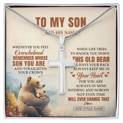 Stainless Cross Necklace Stainless Steel | 1 | Personalized To My Son Gifts Necklace From Mom Dad Mother Father Whenever Bear Unique Birthday Gifts For Son Graduation Christmas Custom Gift Box Message Card | siriusteestore.myshopify