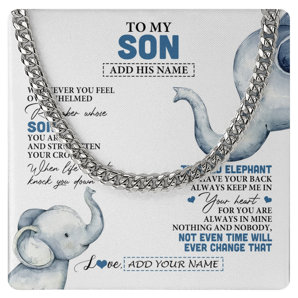 Cuban Link Chain Necklace Stainless Steel | 1 | Personalized To My Son Gifts Necklace From Mom Dad Mother Father Whenever Elephant Unique Birthday Gifts For Son Graduation Christmas Gift Box Message Card | siriusteestore.myshopify